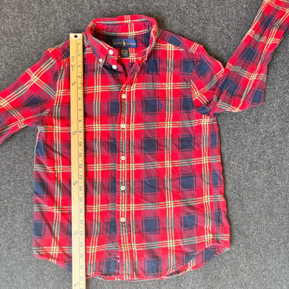 Ralph Lauren Red Plaid Cotton Flannel Long Sleeve Shirt Boys M 10/12 - Picture 6 of 7